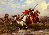 Washington Paintings - Combats De Cavaliers Arabes by Georges Washington